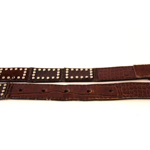 Michael Kors STUDS CROCO BROWN GENUINE LEATHER 1"Wd CASUAL WOMEN'S BELT Sz M (R9 - Picture 11 of 12